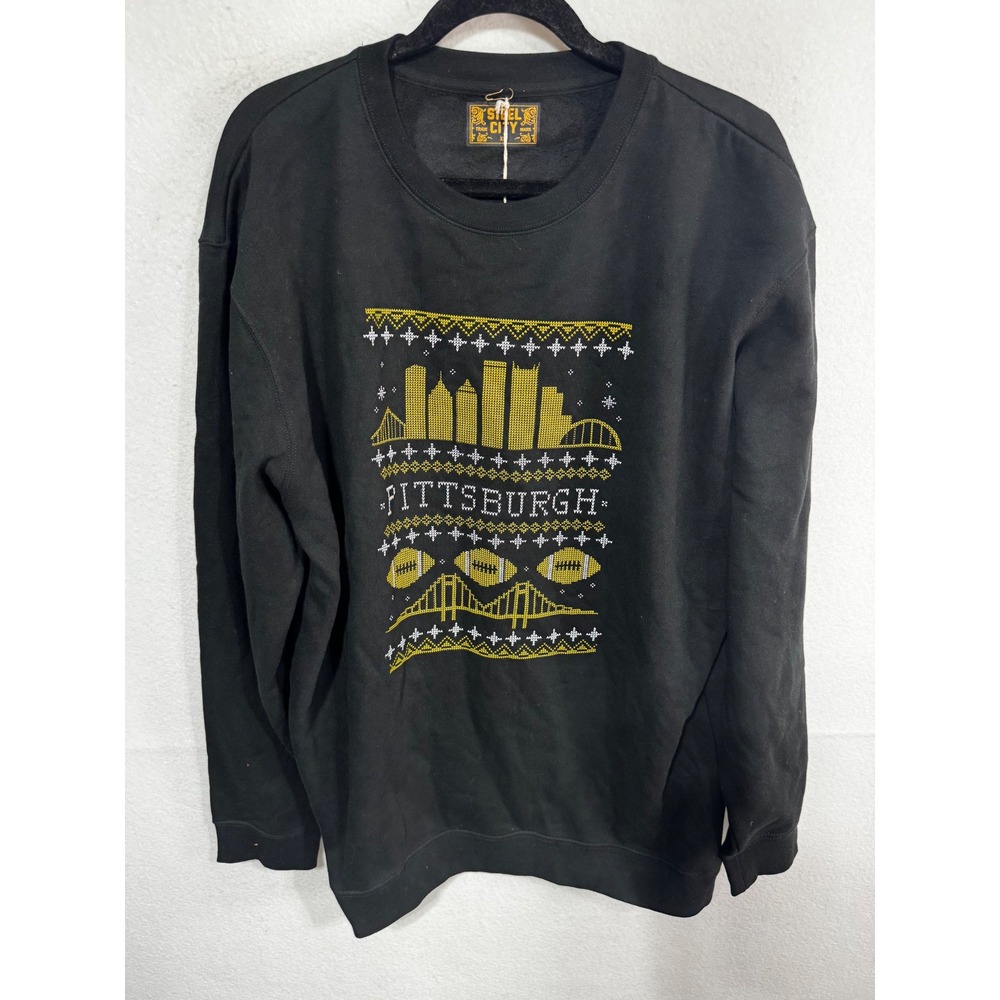 Steel City Men's XL Sweatshirt Pittsburgh Steelers Crewneck Football Holiday New